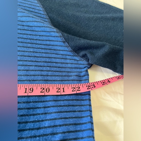 Tentree | Mens XL | Blue Striped Pullover Hoodie Zip Pouch Pocket | Hemp Blend - Picture 5 of 11